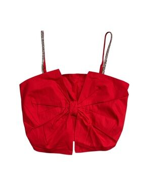 NWT✨ | Francesca’s | Red Bow Front Crop Tank Top with Rhinestone Straps